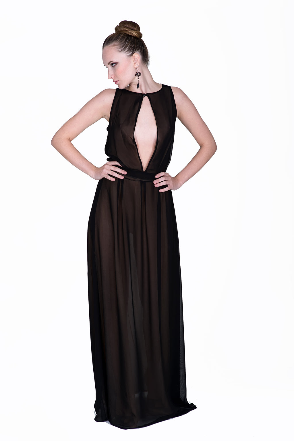 Chiffonkleid Maxi mit tiefem Ausschnitt - Kleid - 7dresses