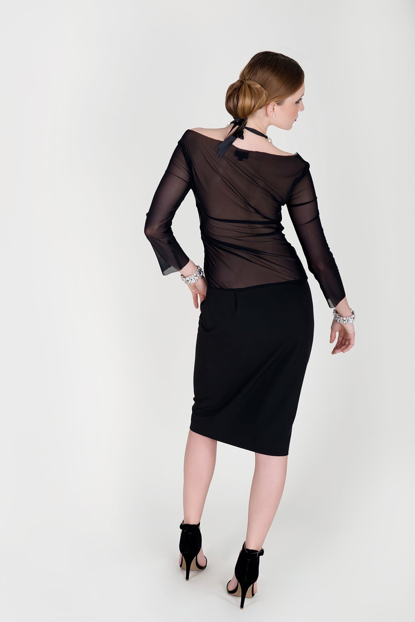 Cocktailkleid mit Netz-Einsatz, halbtransparent, extravagant - Kleid - 7dresses