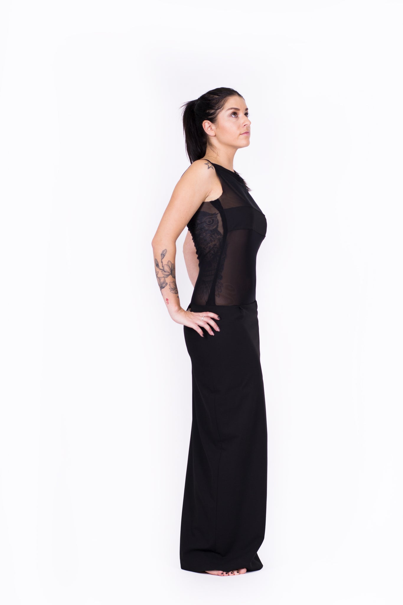 Maxi-Cocktailkleid mit Netz-Einsatz, halbtransparent, extravagant - Kleid - 7dresses
