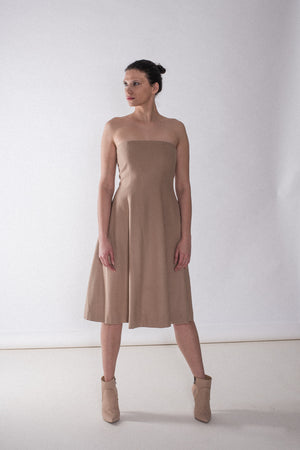 Bandau-Kleid aus Wollgewebe in beige - Kleid - 7dresses