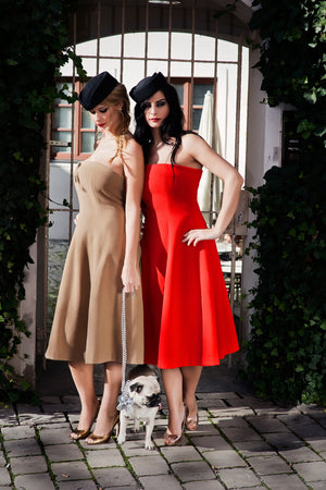 Bandau-Kleid aus Wollgewebe in rot - Kleid - 7dresses