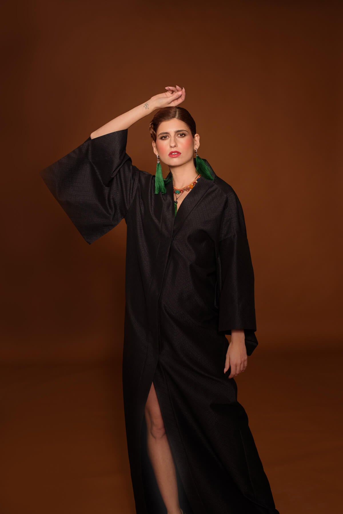 Kimono Kleid/Mantel aus Jacquard, maxi